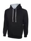 UC507 Contrast Hooded Sweatshirt Black / Heather Grey colour image
